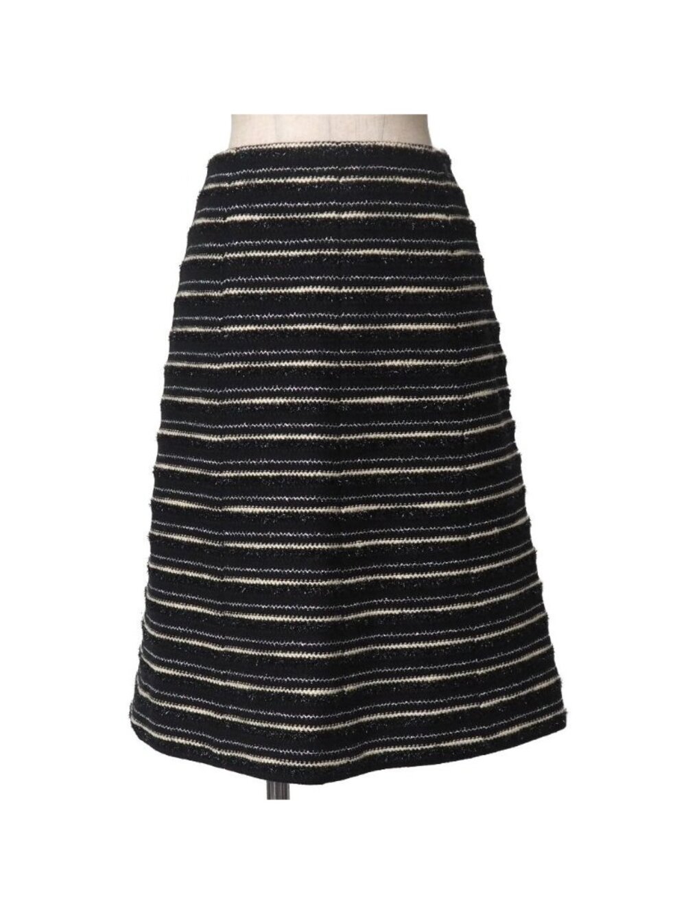 Chanel Skirt 42 Tweed Border Stripe Lame Thread